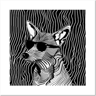 Abstract Thylacine Sunglasses T-Shirt - Deconstructed Minimalism with a Fractal Twist Posters and Art